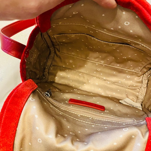 Lucky Brand Red Suede Leather Lura cross body shoulder bag handbag 9.5x6 - Picture 7 of 10